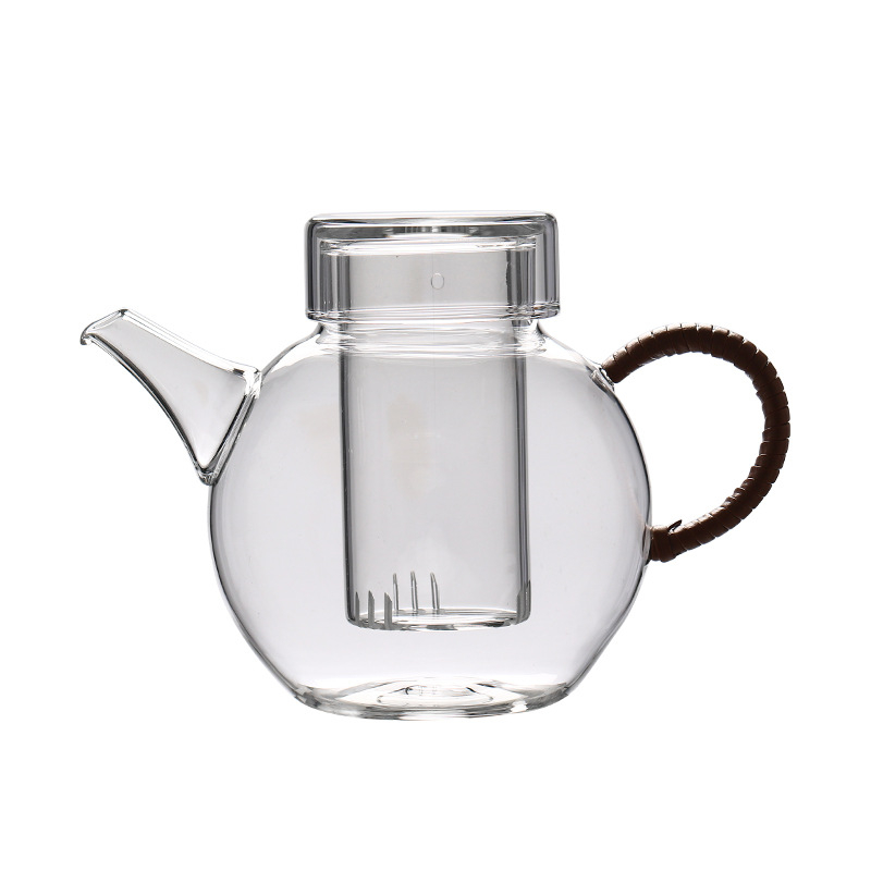 Ceainic din sticlă borosilicat rezistentă la căldură, mic capacitate, set Kung Fu ceai cu separare ceai-apă, pentru uz casnic