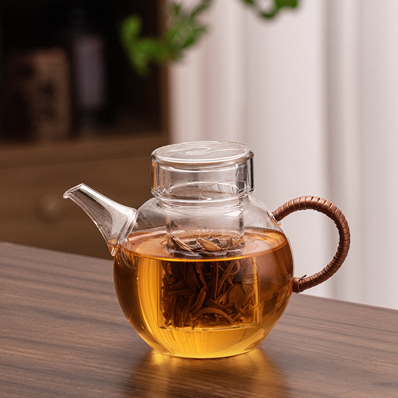 Ceainic din sticlă borosilicat rezistentă la căldură, mic capacitate, set Kung Fu ceai cu separare ceai-apă, pentru uz casnic