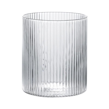 Ceșcuță din sticlă minimalistă, cu dungi verticale, pentru cafea, ceai cu lapte și latte; fund subțire; sticlă borosilicată înaltă; design inspirat din japonez.