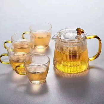 Ceainic din sticlă rezistentă la căldură, cu filtru, model vertical îngroșat, recipient pentru separarea ceaiului de apă, set Gong Fu de ceai în stil japonez