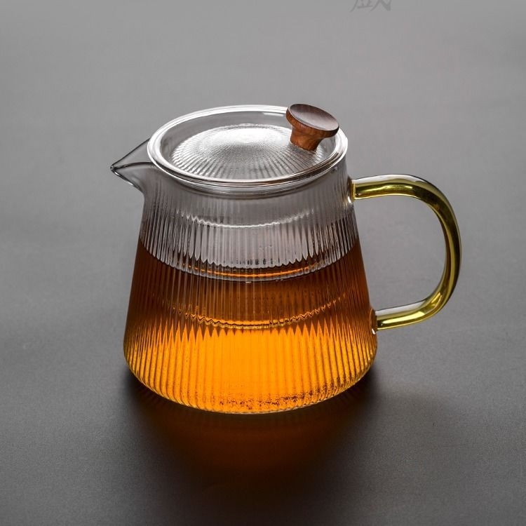 Ceainic din sticlă rezistentă la căldură, cu filtru, model vertical îngroșat, recipient pentru separarea ceaiului de apă, set Gong Fu de ceai în stil japonez