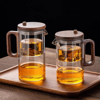 Ceainic elegant cu filtru de separare ceai-apă, infuzor magnetic pentru birou, set de ceai cu mâner din lemn