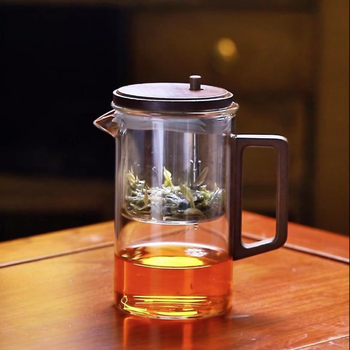 Ceainic elegant cu filtru de separare ceai-apă, infuzor magnetic pentru birou, set de ceai cu mâner din lemn