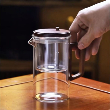 Ceainic elegant cu filtru de separare ceai-apă, infuzor magnetic pentru birou, set de ceai cu mâner din lemn