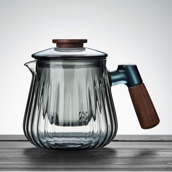Ceainic din sticlă borosilicată, cu filtru, mâner lateral, pentru casă și birou — set de ceainic