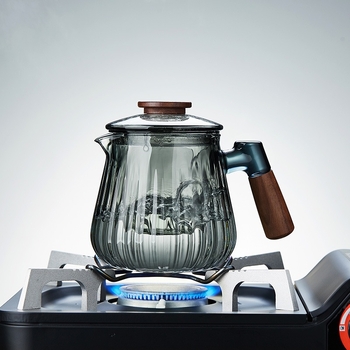 Ceainic din sticlă borosilicată, cu filtru, mâner lateral, pentru casă și birou — set de ceainic