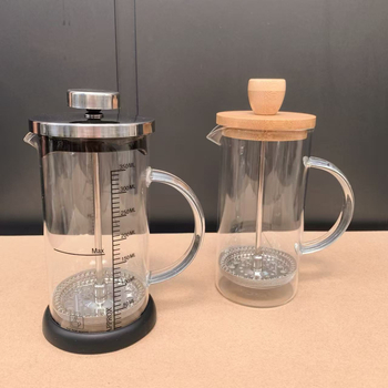 Set de cafea cu presă franceză din sticlă borosilikatată de înaltă rezistență, pentru uz casnic, cu ceașcă filtrantă și aparat pentru spumarea laptelui