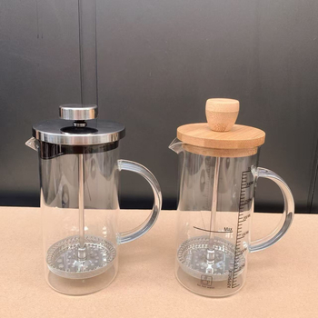 Set de cafea cu presă franceză din sticlă borosilikatată de înaltă rezistență, pentru uz casnic, cu ceașcă filtrantă și aparat pentru spumarea laptelui