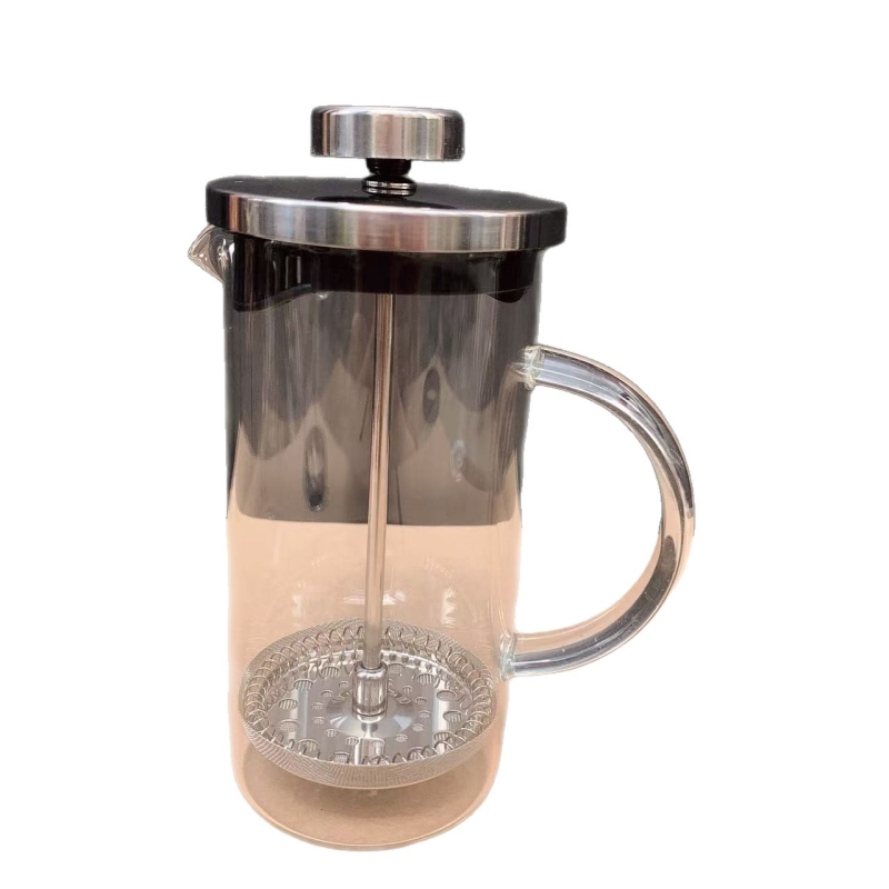 Set de cafea cu presă franceză din sticlă borosilikatată de înaltă rezistență, pentru uz casnic, cu ceașcă filtrantă și aparat pentru spumarea laptelui