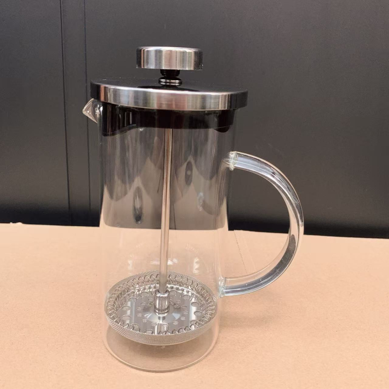Set de cafea cu presă franceză din sticlă borosilikatată de înaltă rezistență, pentru uz casnic, cu ceașcă filtrantă și aparat pentru spumarea laptelui