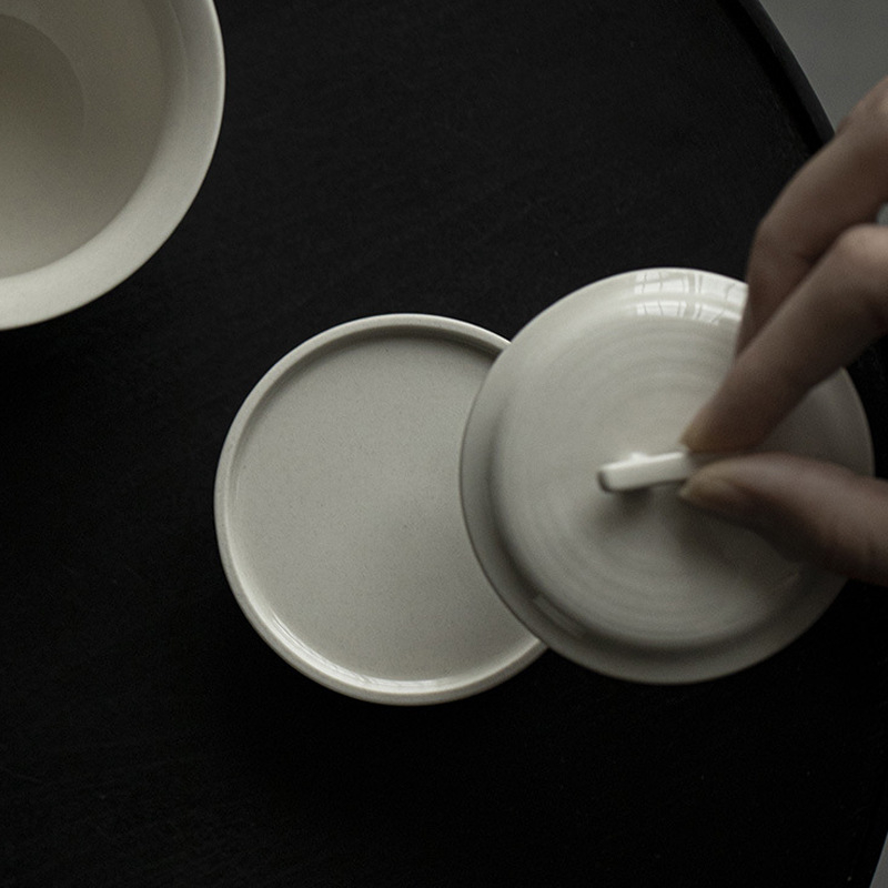 Suport ceramic pentru capac în stil japonez pentru gaiwan și ceainic – accesorii pentru set Kung Fu de ceai