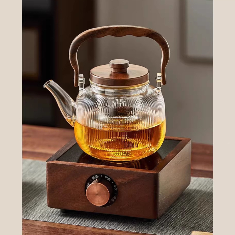 Ceainic din sticlă cu separare ceai-apă, rezistent la temperaturi înalte, pentru uz casnic pe plită ceramică electrică, ceainic în stil chinezesc cu mâner, set de ceai