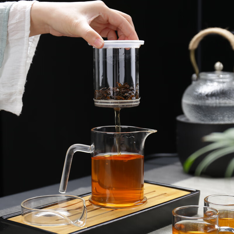 Ceainic din sticlă rezistentă la temperaturi, mâner în formă de S, pentru ceai Snow Chrysanthemum, interior din sticlă, fabricat manual