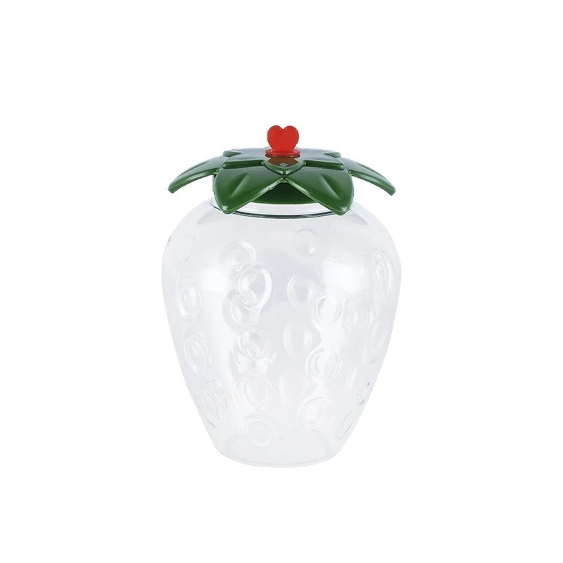 Cupa PET transparentă pentru ambalare alimentară, design cu căpșună și ceai cu lapte, de unică folosință, capac mat sau lucios, imprimare serigrafică personalizabilă