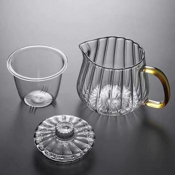 Ceainic din sticlă rezistentă la căldură, cu filtru de separare a ceaiului — set de infuzie cu petale