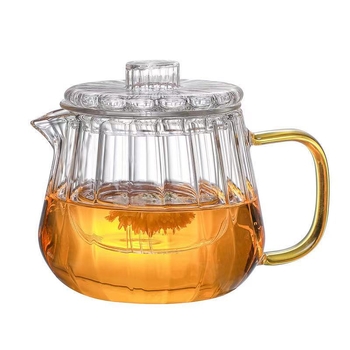 Ceainic din sticlă rezistentă la căldură, cu filtru de separare a ceaiului — set de infuzie cu petale