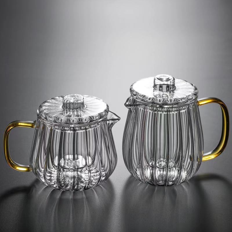 Ceainic din sticlă rezistentă la căldură, cu filtru de separare a ceaiului — set de infuzie cu petale