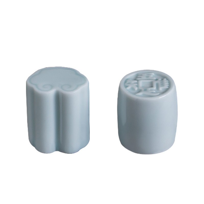 Set de capace ceramic lucrat manual, verde închis, mic, suport pentru capacul oalei și suport pentru capacul bolului, accesorii pentru ceremonia ceaiului