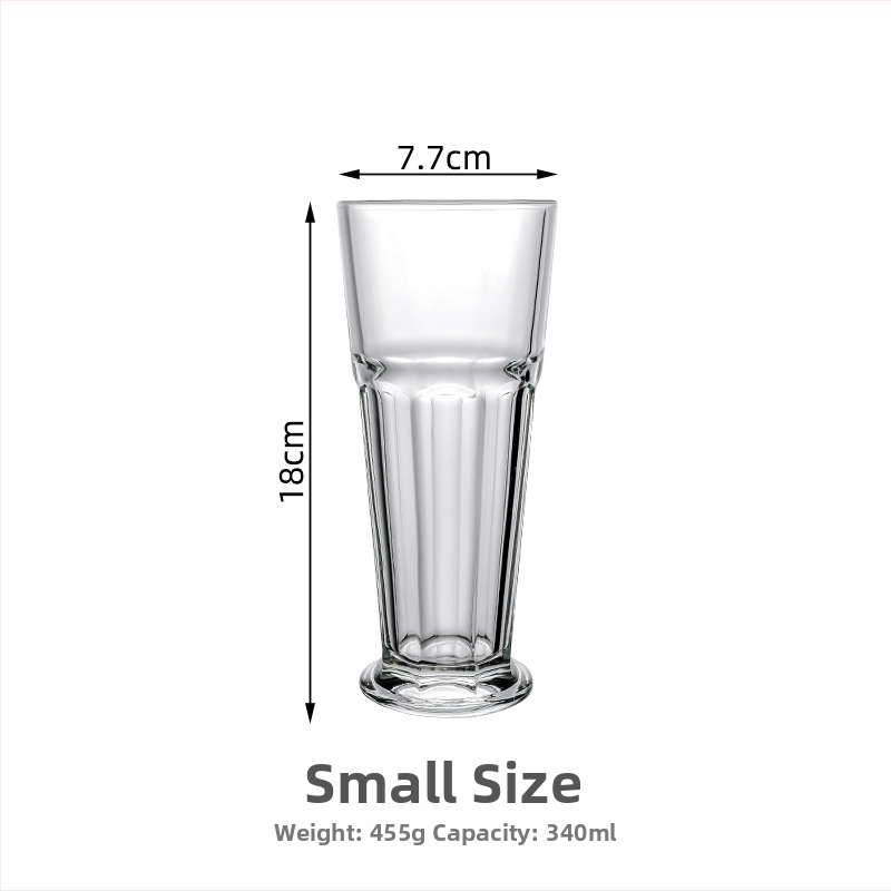 Pahar din sticlă pentru suc, cu design Collins octagonal, pahar gros pentru milkshake, potrivit pentru Mojito și ceai de lămâie