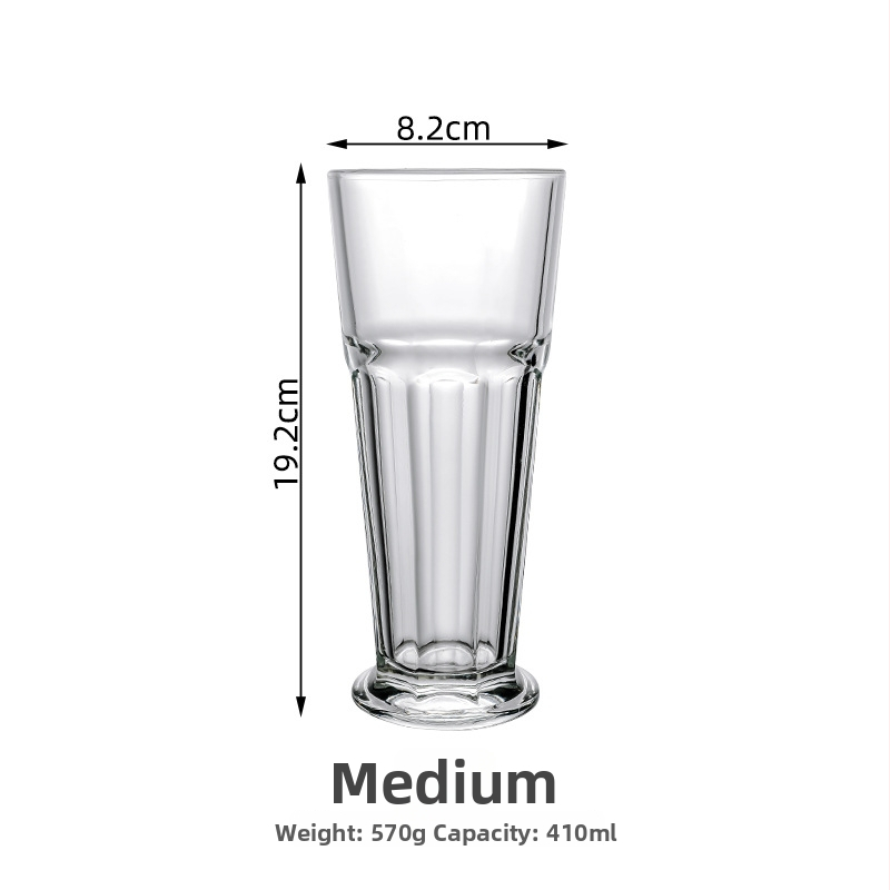 Pahar din sticlă pentru suc, cu design Collins octagonal, pahar gros pentru milkshake, potrivit pentru Mojito și ceai de lămâie