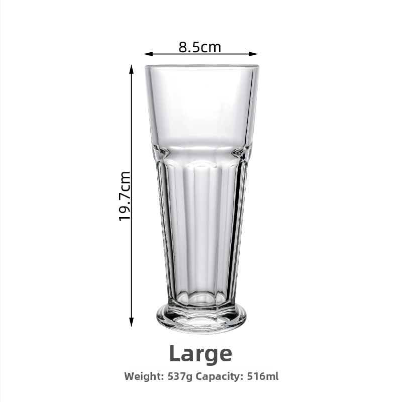 Pahar din sticlă pentru suc, cu design Collins octagonal, pahar gros pentru milkshake, potrivit pentru Mojito și ceai de lămâie
