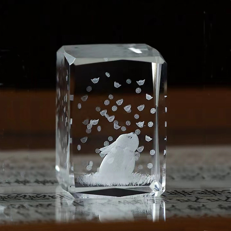 Suport de capac din sticla cristal pentru ceainic si ceai, cu motiv iepuraș lună, decor pentru ceremonia ceaiului Anul Iepurelui