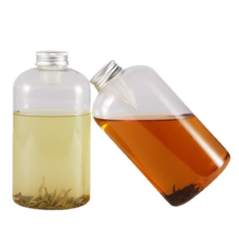 Sticlă de ceai rece, 500 ml, PET, gură filtrantă, recipient transparent, capac din aluminiu