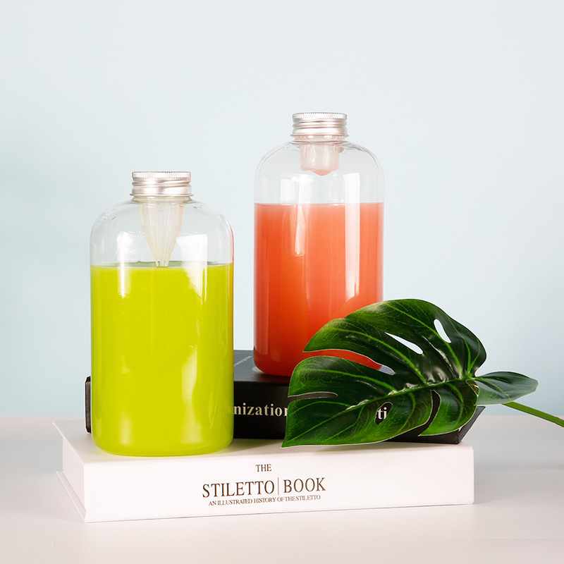 Sticlă de ceai rece, 500 ml, PET, gură filtrantă, recipient transparent, capac din aluminiu