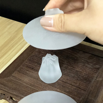 Suport de capac din sticlă cristal pentru gaiwan și ceainic, tea pet cu caracter Fu, accesorii ceremonie ceai, decor Zen, tel de ceai