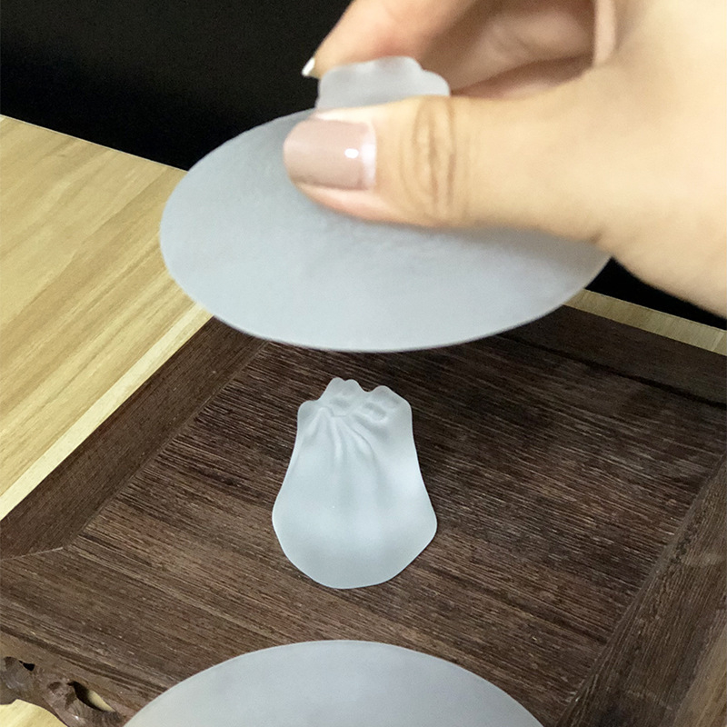 Suport de capac din sticlă cristal pentru gaiwan și ceainic, tea pet cu caracter Fu, accesorii ceremonie ceai, decor Zen, tel de ceai