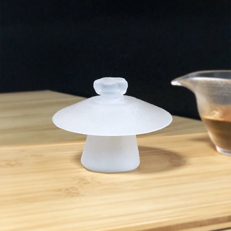 Suport de capac din sticlă cristal pentru gaiwan și ceainic, tea pet cu caracter Fu, accesorii ceremonie ceai, decor Zen, tel de ceai