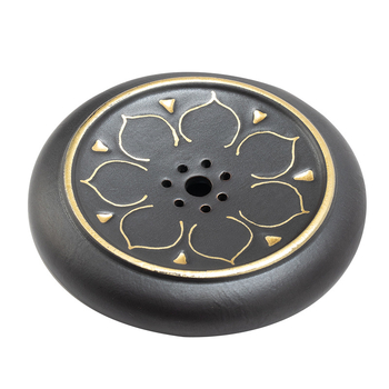 Suport pentru capac din ceramică neagră, cu lotus aurit, pentru ceainice din lut purpuriu — accesoriu pentru ceremonia ceaiului