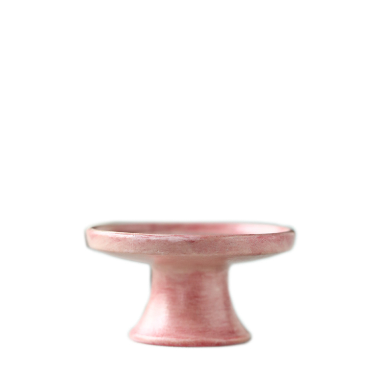 Suport ceramic înalt pentru capac, pentru tea pets, culoare roz cireș și orhidee, accesoriu pentru setul Kung Fu de ceai