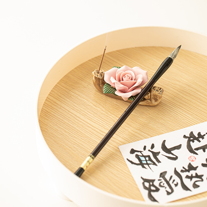 Dărcător pentru bețișele de tămâie cu aromă de trandafir, decor de birou din ceramică, lucrat manual, accesorii pentru setul de ceai Kung Fu, suport pentru capac și suport pentru pix