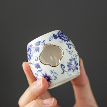 Set ceramic de ceai albastru-alb cu lut Yixing, suport pentru capacul ceainicului, accesorii pentru ceremonia ceaiului, decor pentru casă