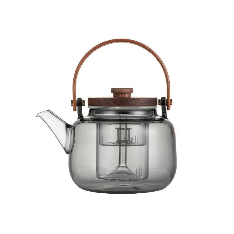 Ceainic cu mâner și funcție integrată de aburire și infuzare, separator ceai-apă, set de ceai pentru birou și ospitalitate, sticlă borosilicat de înaltă rezistență