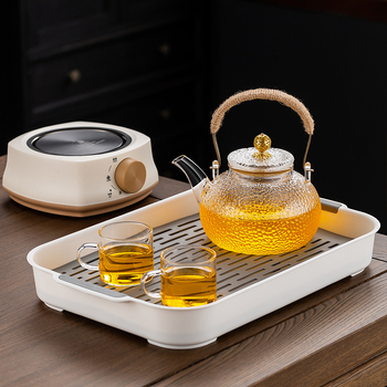 Ceainic din sticlă pentru prepararea ceaiului acasă, rezistent la temperaturi înalte, compatibil cu plita ceramică electrică, ceainic cu mâner, set de ceai pentru sănătate