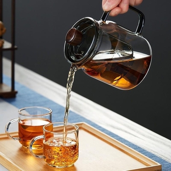 Ceainic din sticlă rezistent la temperaturi înalte, infuzor și filtru pentru ceai, set pentru ceai negru