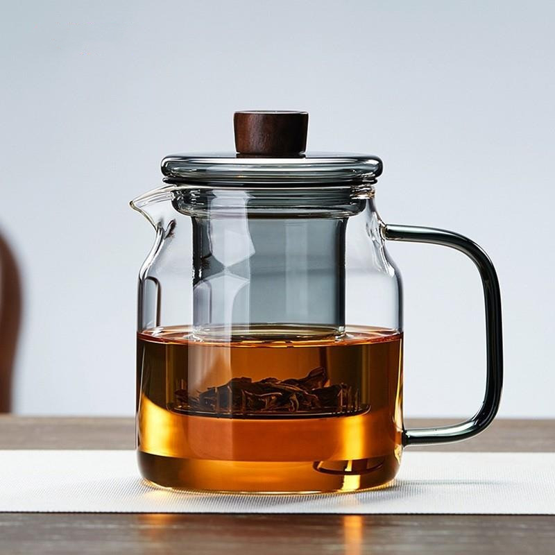 Ceainic din sticlă rezistent la temperaturi înalte, infuzor și filtru pentru ceai, set pentru ceai negru