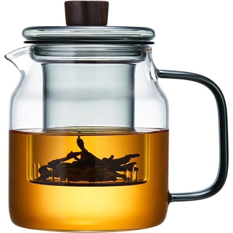 Ceainic din sticlă rezistent la temperaturi înalte, infuzor și filtru pentru ceai, set pentru ceai negru