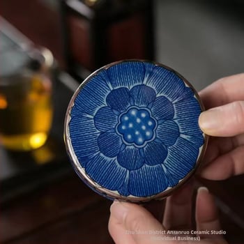 Jingdezhen porcelánový podtácek na čaj v tvare lotosu a základňa na čajník s prasknutou glazúrou, vhodné pre Gongfu čajovú súpravu, domáce použitie