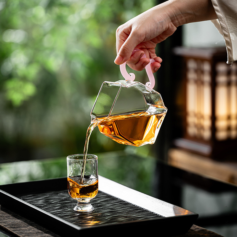 Ceșă de ceai din sticlă borosilicată de înaltă rezistență, transparentă, pentru casă și birou, cu mâner colorat și separator de ceai