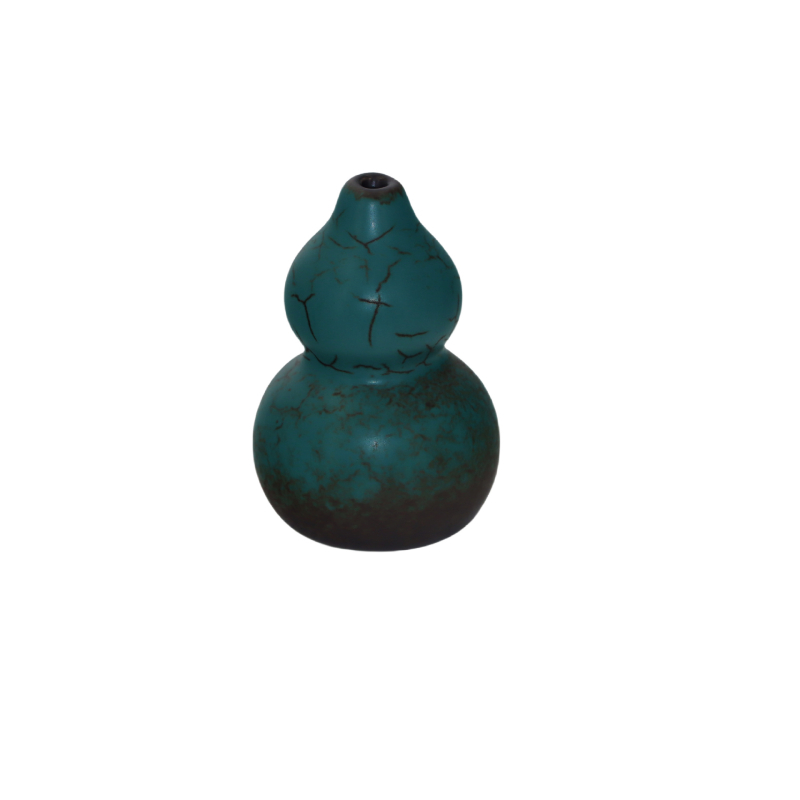 Tea pet ceramic, glazură turcoaz-verde, decor creativ, mini vază cu capac pentru aromă