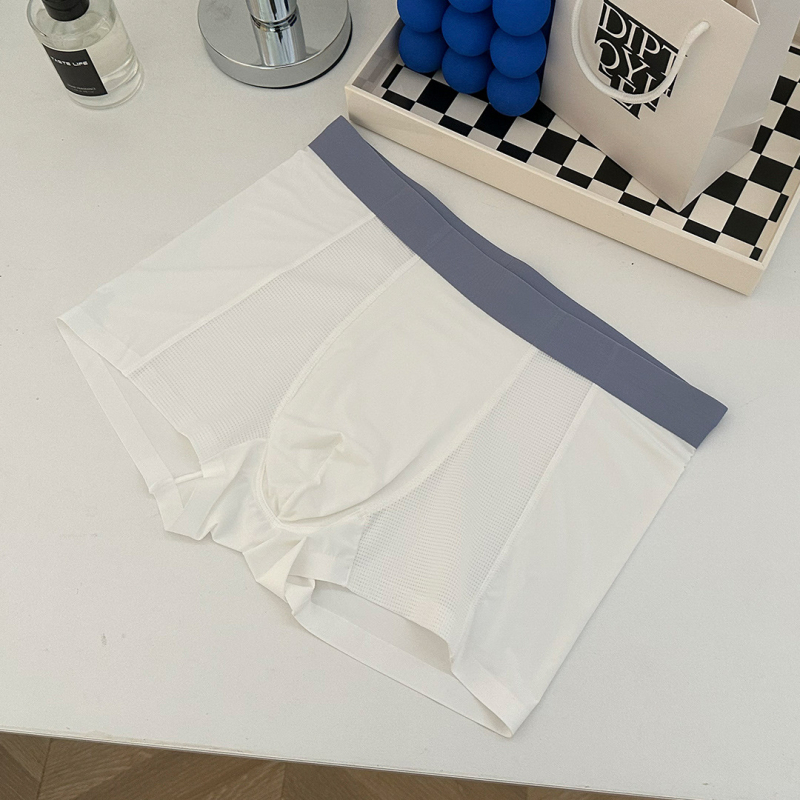 Muške bokserice od ice silk s mrežastom prozračnošću, odvode toplinu, koži prijateljske, srednji pojas