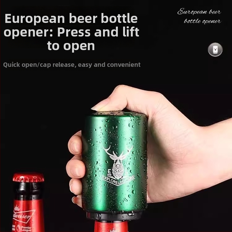 Deschizător pentru sticle de bere din oțel inoxidabil, tip apăsare, design creativ, fără urme, deschidere automată a capacului