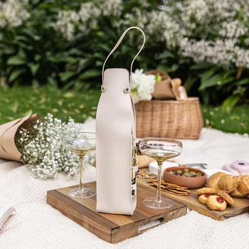Geantă din piele pentru o sticlă de vin, cu logo personalizat - cadou corporativ premium
