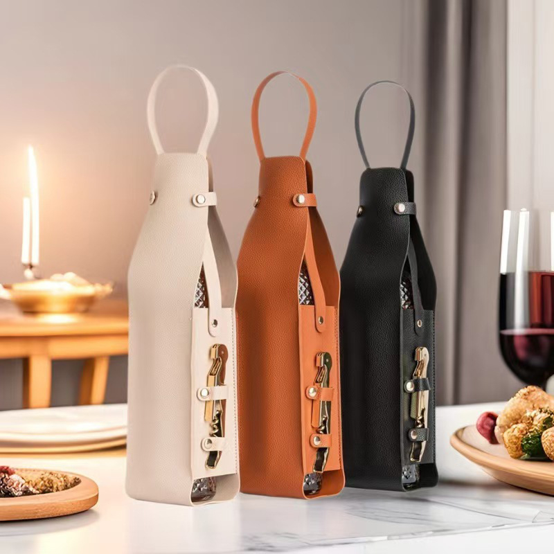 Geantă din piele pentru o sticlă de vin, cu logo personalizat - cadou corporativ premium