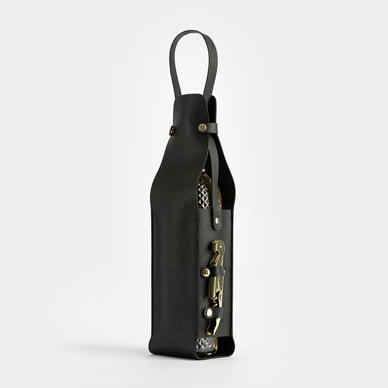 Geantă din piele pentru o sticlă de vin, cu logo personalizat - cadou corporativ premium
