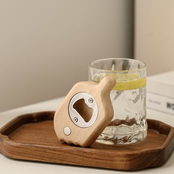 Deschizător de sticle din lemn cu magnet pentru frigider, design creativ personalizat, ornament decorativ cu temă de îngheț
