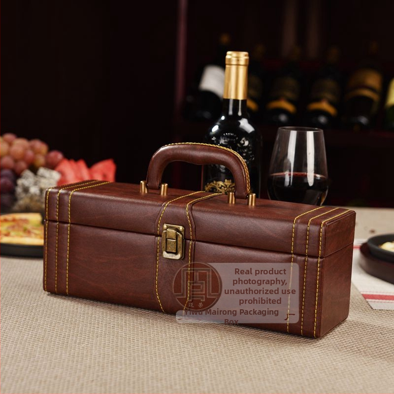 Cutii de vin din piele PU pentru 1, 2, 4 sau 6 sticle – ambalaje cadou elegante pentru vin roșu